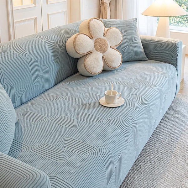 All-Seasons Polar Fleece Elastic Full Wrap Anti-Scratch Couch Cover