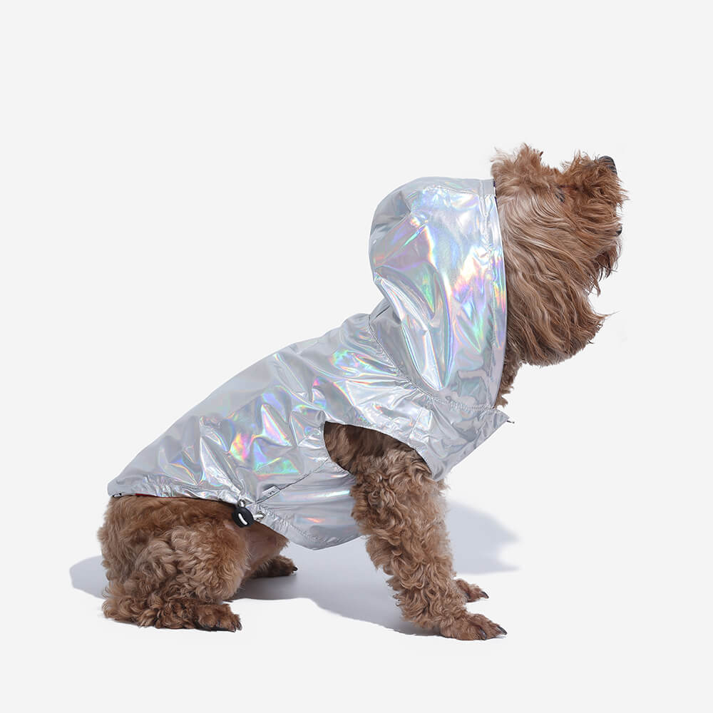 Reversible Waterproof Dog Rain Coat - Graffiti & Iridescent - FUNNYFUZZY