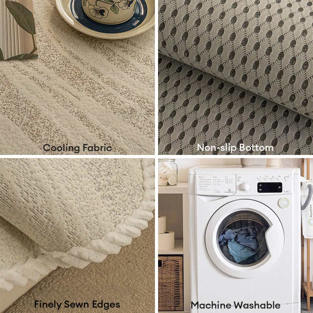 Cool Touch Ice Silk Minimalist Style with Braided Edge Couch Cover