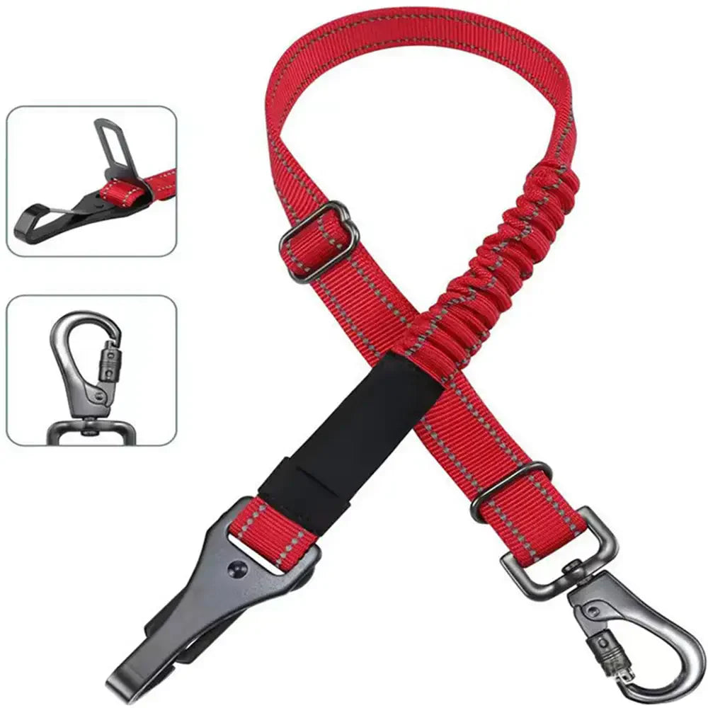 3 in 1 Dog Car Seat Belt Bungee With 360° Lockable Buckle & Hook Latch