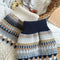 Fair Isle Pattern Knitted Linen Dog Sweater with Classic Collar