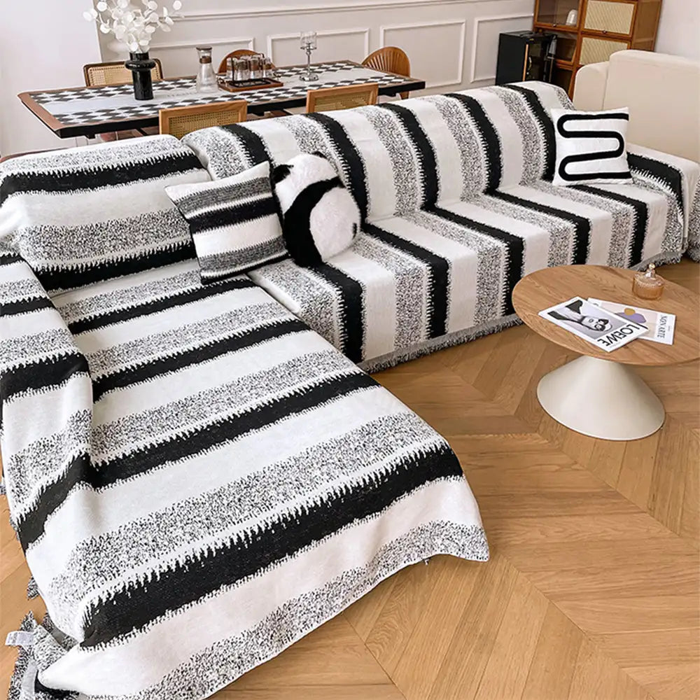 Fashion Striped Chenille Scratch-Resistant Sofa Protection Couch Cover