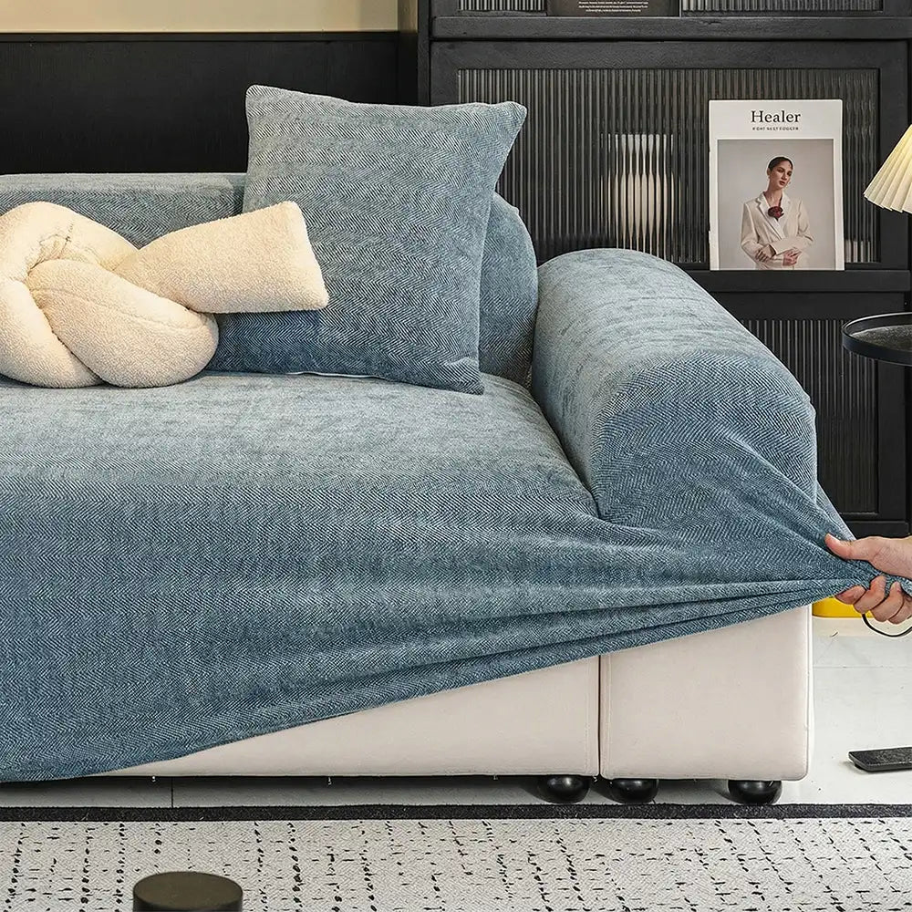 Herringbone Full Coverage Comfortable Scratch-Resistant ArmChair Sofa Protection Couch Cover