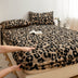 Leopard Print Thickened Faux Rabbit Fur Warm Fitted Sheet Mattress Cover