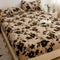 Leopard Print Thickened Faux Rabbit Fur Warm Fitted Sheet Mattress Cover