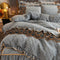Luxurious Crystal Velvet Embroidered Non-Slip Bed Sheet Set with Bed Skirt