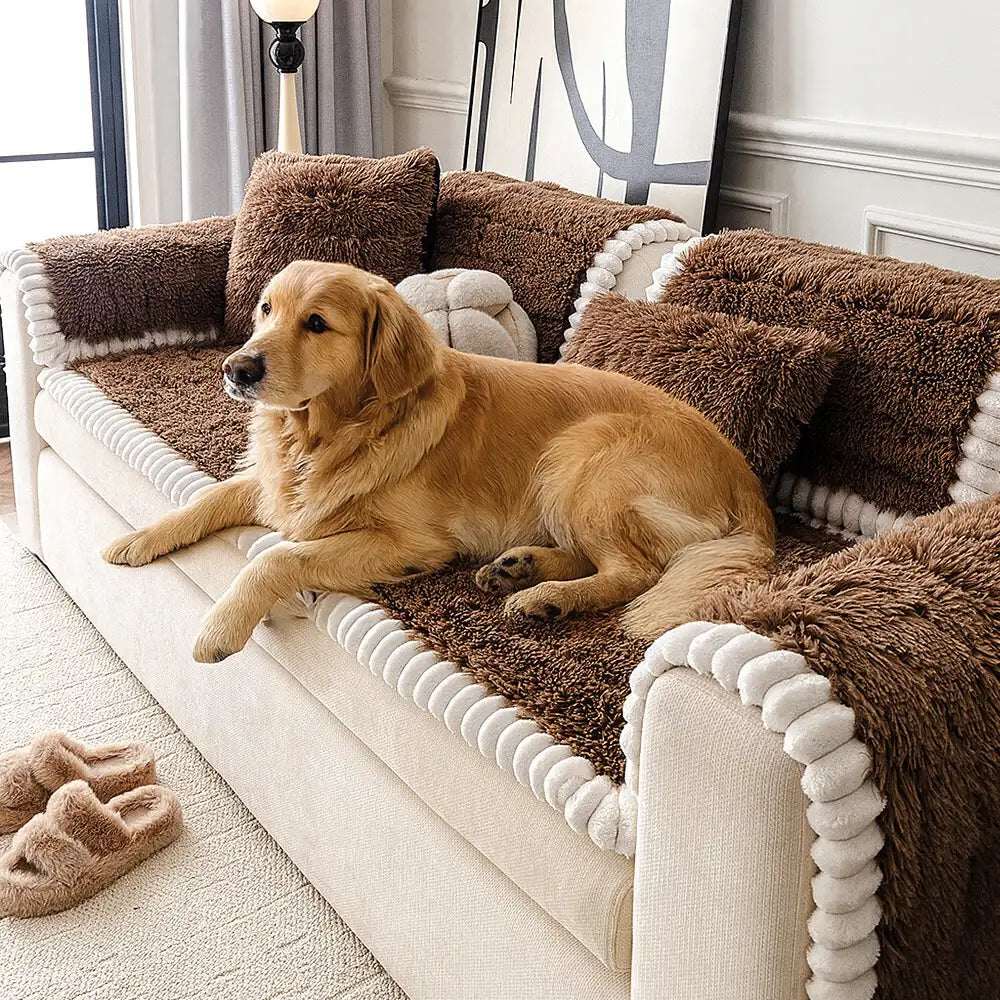 Luxury Fluffy Plush Thickened Comfortable Non-Slip Couch Cover
