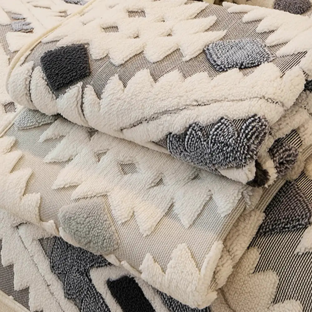 Modern Geometric Thick Plush Anti-Scratch Non-Slip Couch Cover