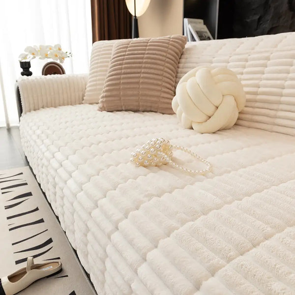 One-Piece Cozy Flannel Sofa Protection Non-Slip Outdoor Couch Cover