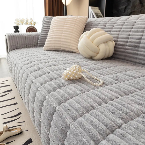 One-Piece Cozy Flannel Sofa Protection Non-Slip Outdoor Couch Cover