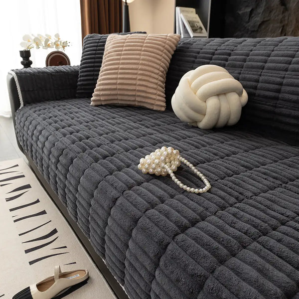 One-Piece Cozy Flannel Sofa Protection Non-Slip Outdoor Couch Cover