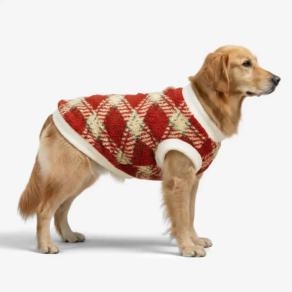 Plaid Comfortable Warm Plush Dog Sweater Suitable For All Breeds of Dogs