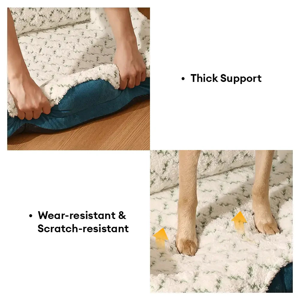 Plush Contrast Jacquard Neck Support Fashion Pet Bed