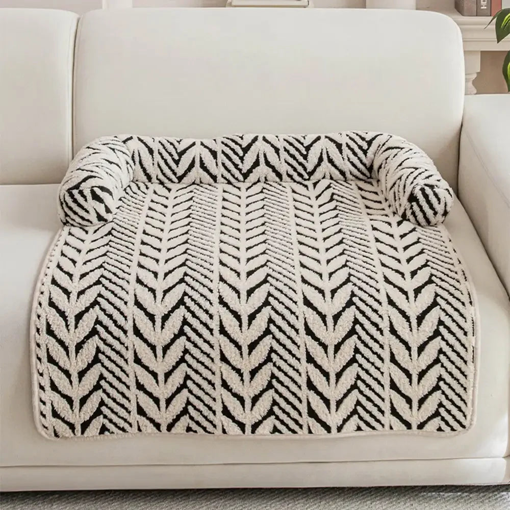 Plush Leaf Jacquard Non-Slip Pet Mat Pet Bed