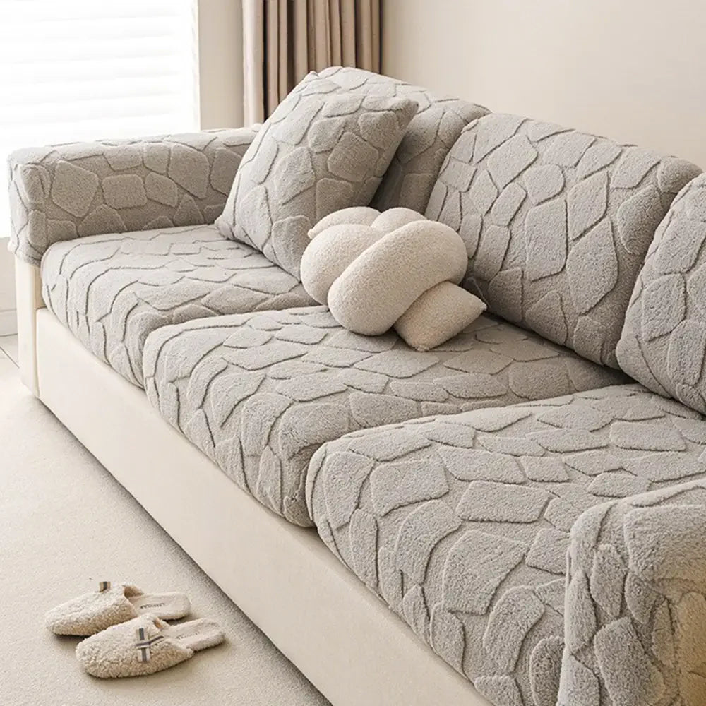Plush Stone-Shaped Creative Texture Stretch Universal Fully Fitted Couch Cover