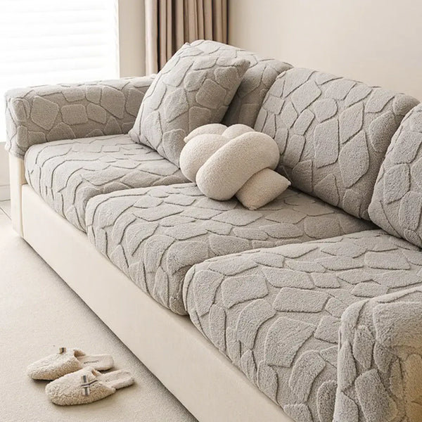 Plush Stone-Shaped Creative Texture Stretch Universal Fully Fitted Couch Cover