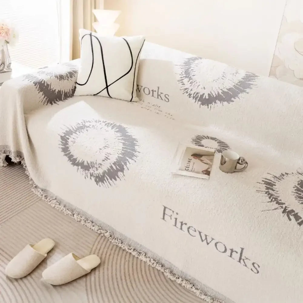 Simple Double-Sided Plush Yarn Scratch-Resistant Comfortable Couch Cover - Fireworks