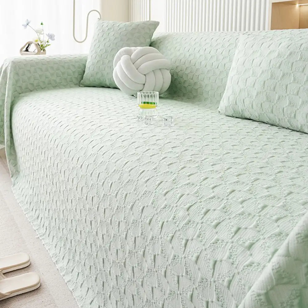 Textured Cooling Ice Silk Skin-Friendly Breathable Sofa Blanket Washable Couch Cover