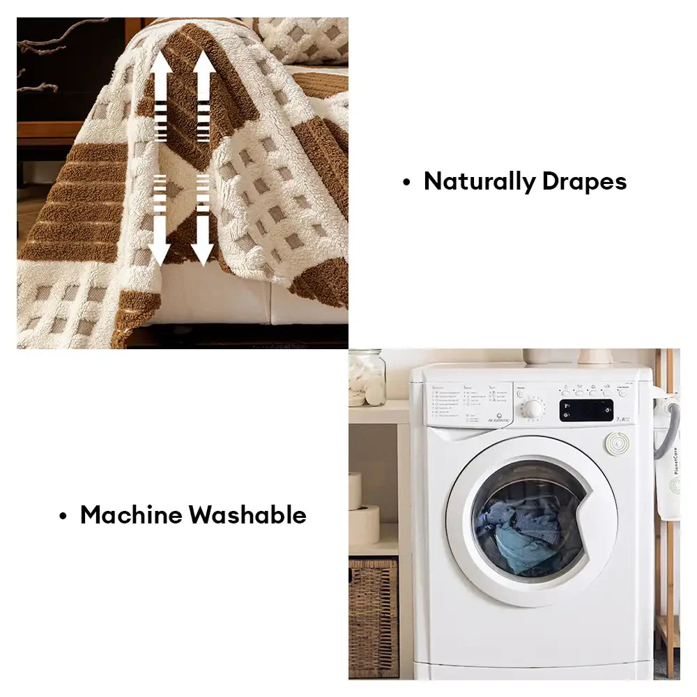 Thickened Plush Diamond Jacquard Sofa Scratch-Resistant Couch Cover