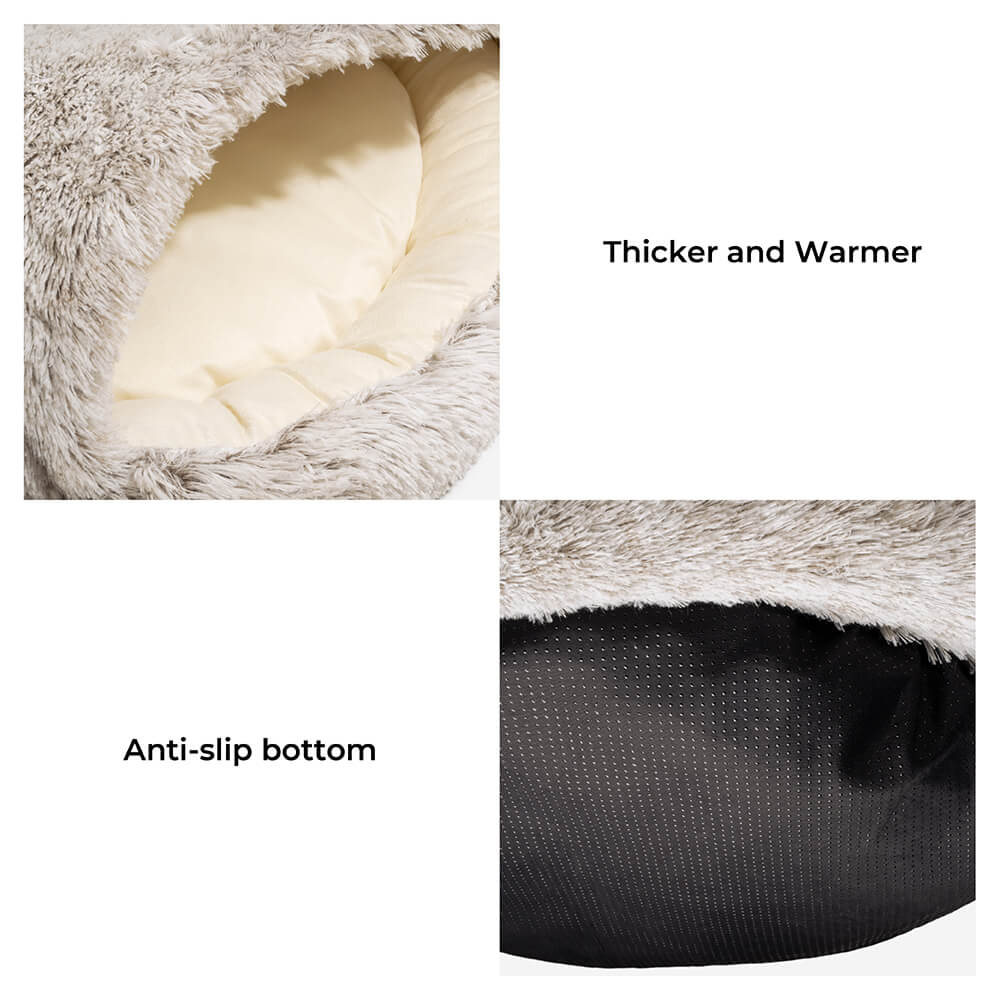 Calming Plush Semi-Enclosed Pet Nest Pita Bed For Dogs - FUNNYFUZZY