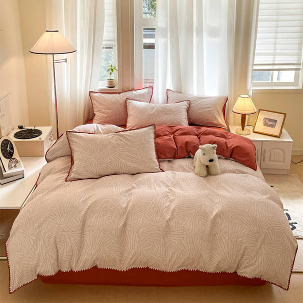Classic Leaf Style Pure Cotton Sanded Bedding