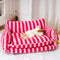 Trendy Striped Faux Lambswool Double Layer Cat Couch Sofa Bed