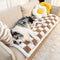 Cream-colored Large Plaid Square Fuzzy Pet Mat Bed Couch Cover