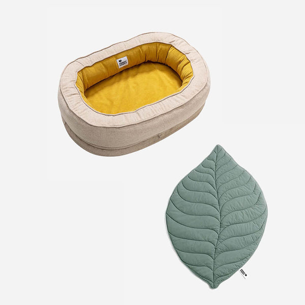 Leaf Shape Dog Blanket With Donut Dog Bed Luxury Dog Gifts - FUNNYFUZZY