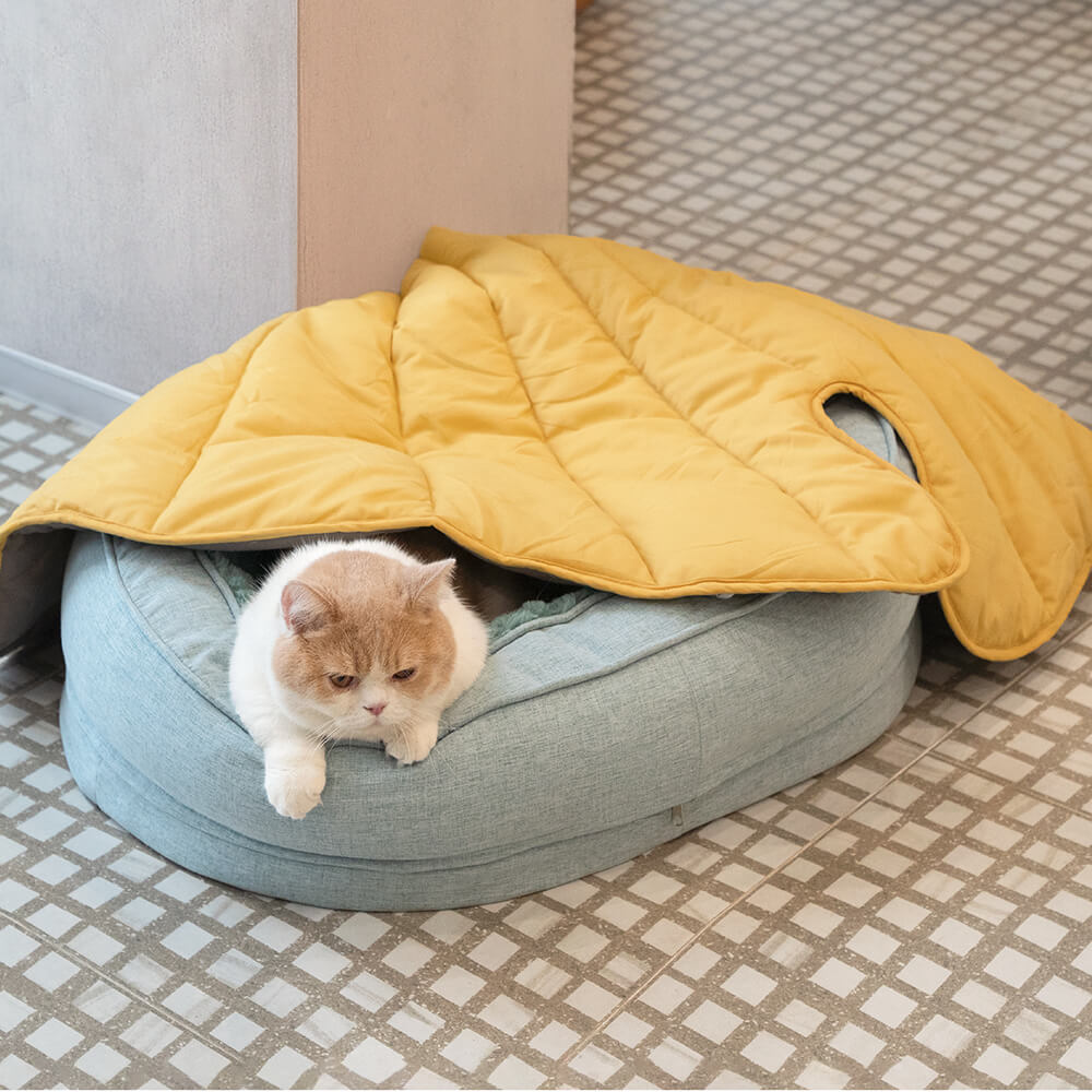 Leaf Shape Dog Blanket With Donut Dog Bed Luxury Dog Gifts - FUNNYFUZZY