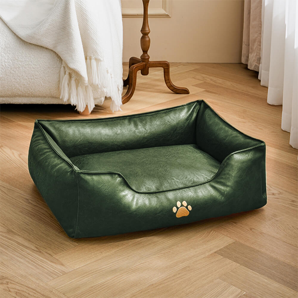 Luxury Faux Leather Waterproof Removable Dog Sofa Bed