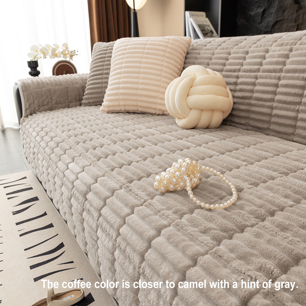 One-Piece Cozy Flannel Sofa Protection Non-Slip Outdoor Couch Cover