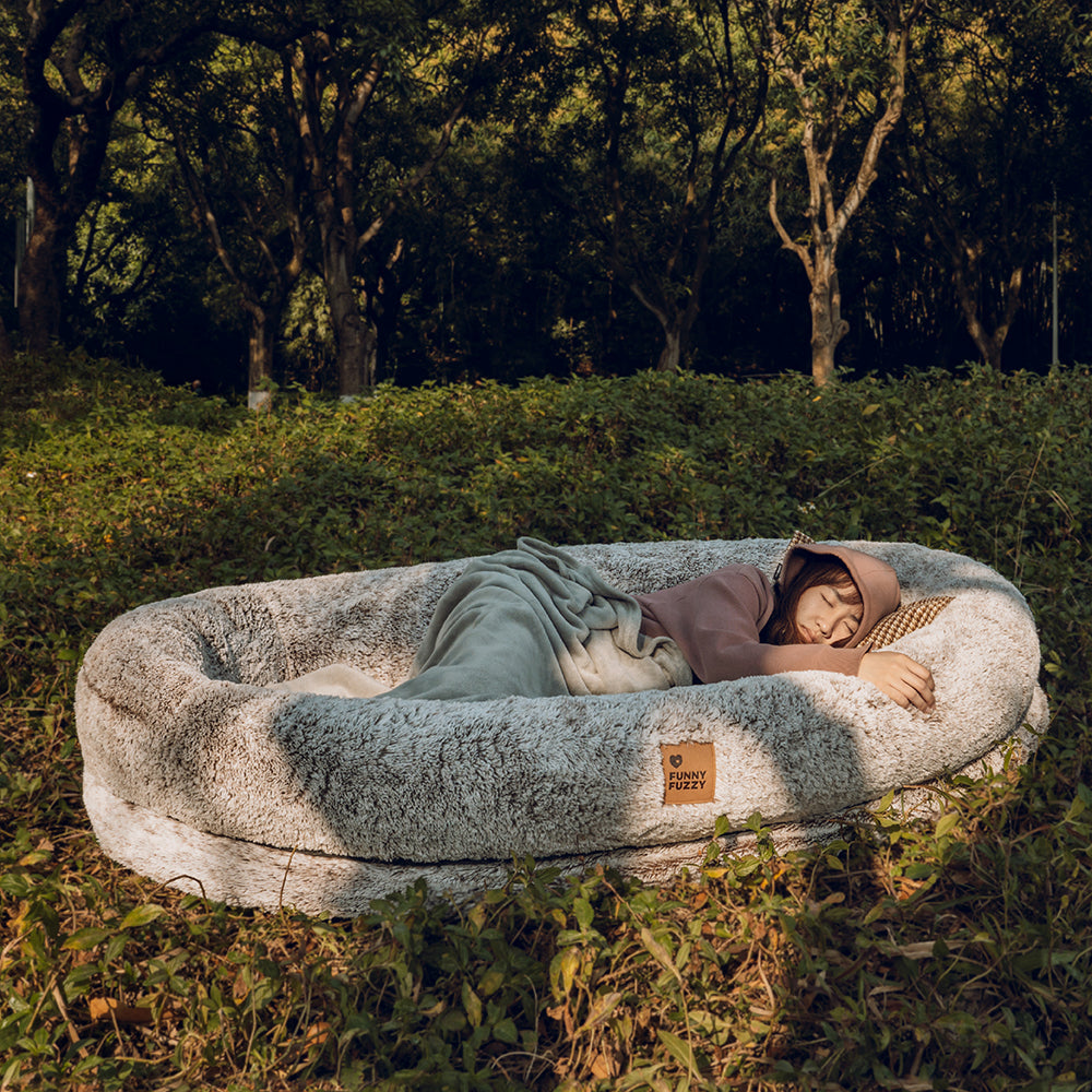 Luxury Super Large Sleep Deeper Oval Bed Human Dog Bed - FUNNYFUZZY