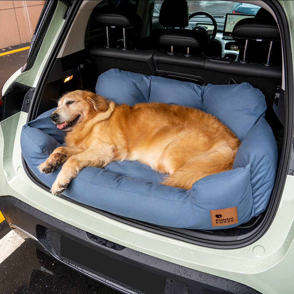 Travel Bolster Safety Medium Large Dog Car Back Seat Bed - FUNNYFUZZY