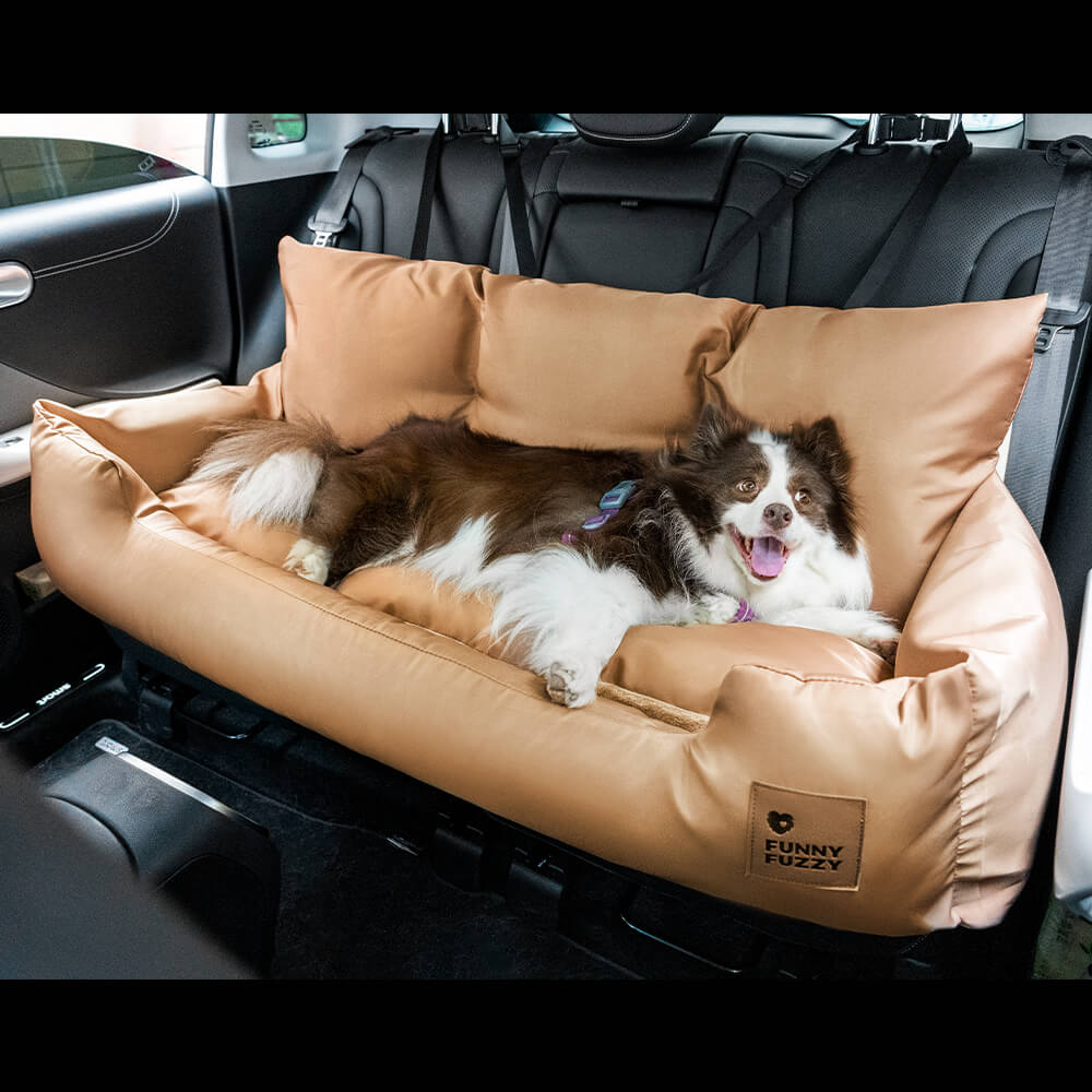 Travel Bolster Safety Medium Large Dog Car Back Seat Bed - FUNNYFUZZY