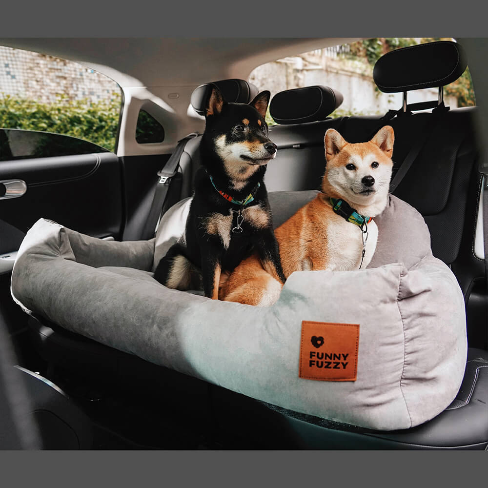 Travel Bolster Safety Medium Large Dog Car Back Seat Bed - FUNNYFUZZY
