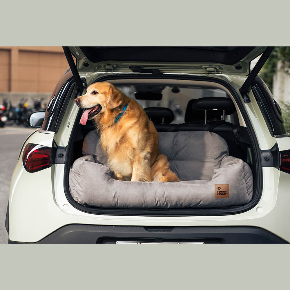 Travel Bolster Safety Medium Large Dog Car Back Seat Bed - FUNNYFUZZY