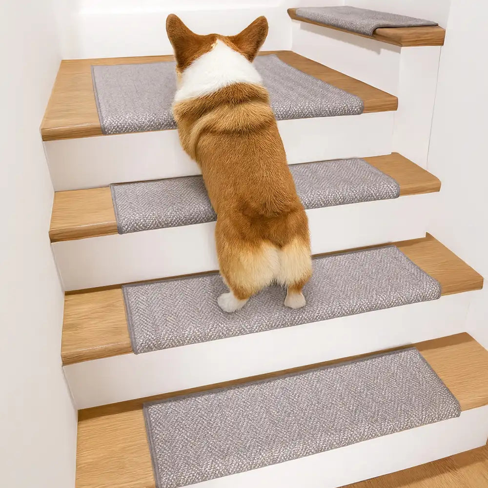 Soft Plush Indoor Stair Protectors Pet Friendly Tape Free Carpet Stair Treads