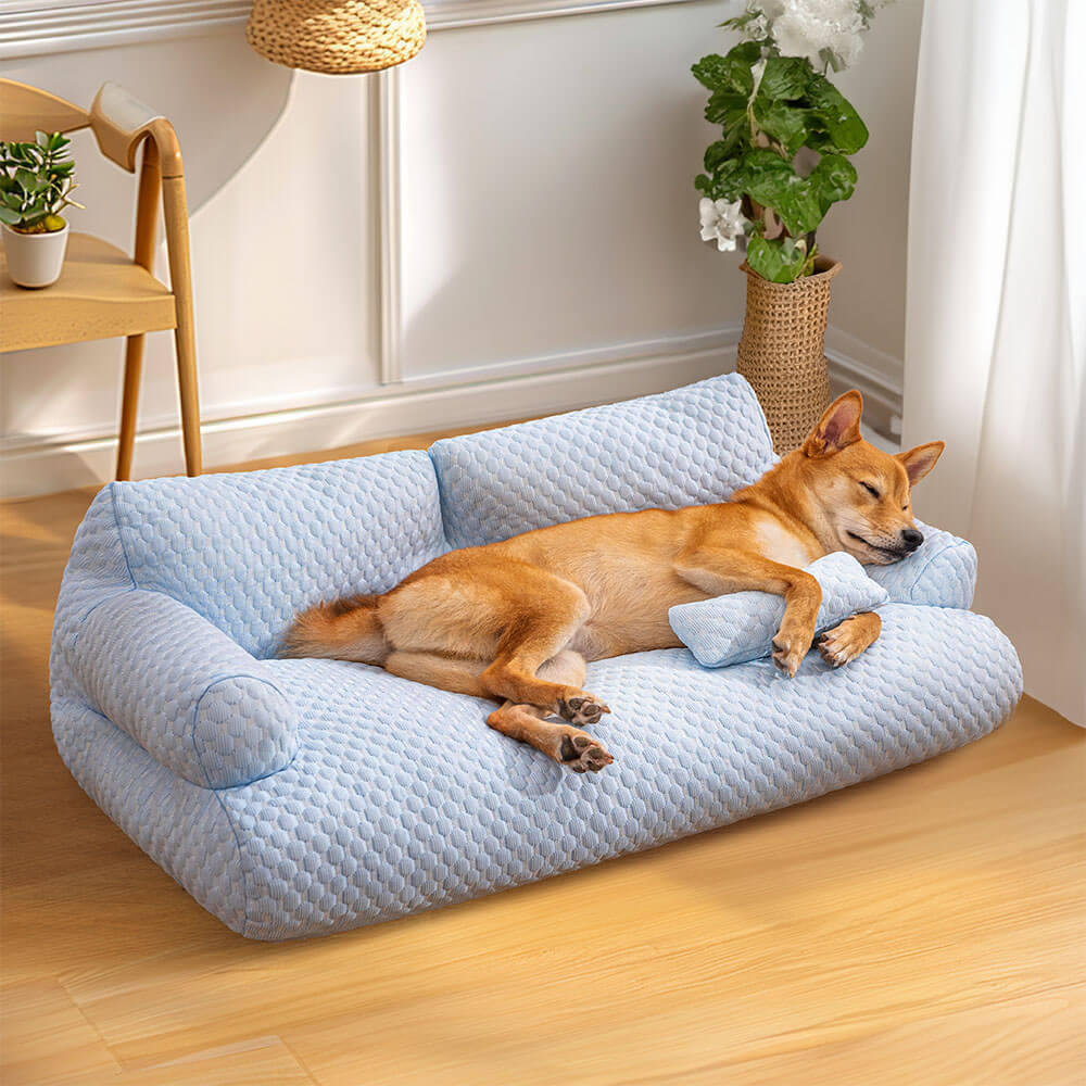 Ice Silk Cooling Pet Bed Breathable Washable Dog Sofa Bed - Outdoor