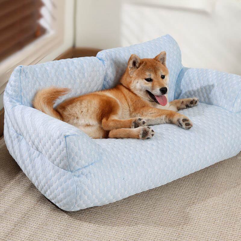 Ice Silk Cooling Pet Bed Breathable Washable Dog Sofa Bed - Outdoor