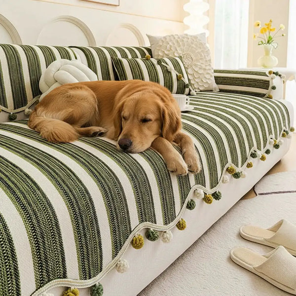 Irregular Contrast Color Chenille Skin-Friendly Non-Slip Sofa Protective Couch Cover