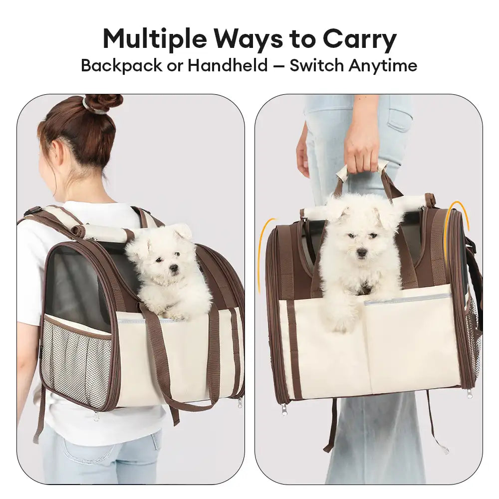 Large Capacity Breathable Foldable Dog Cat Backpack Carrier for Travel Safety and Vet