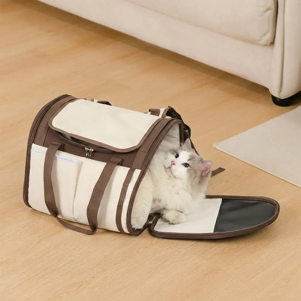 Large Capacity Breathable Foldable Dog Cat Backpack Carrier for Travel Safety and Vet