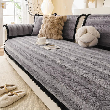 Lazy Chic Plush Winter Sofa Protector Skin-Friendly Couch Cover