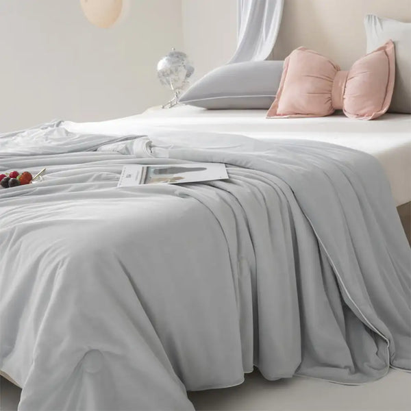 Lightweight Double-Sided Solid Color Cooling Ice Silk Cold Effect Blanket