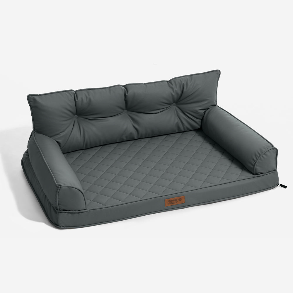 Luxe Faux Leather Foldable Orthopedic Large Dog Bed - Outdoor