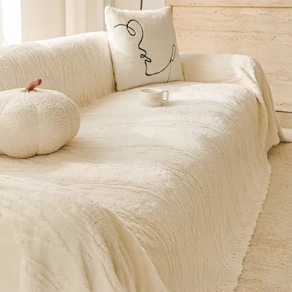 Luxury Nordic Jacquard Fleece Thickened Anti-Scratch Couch Cover