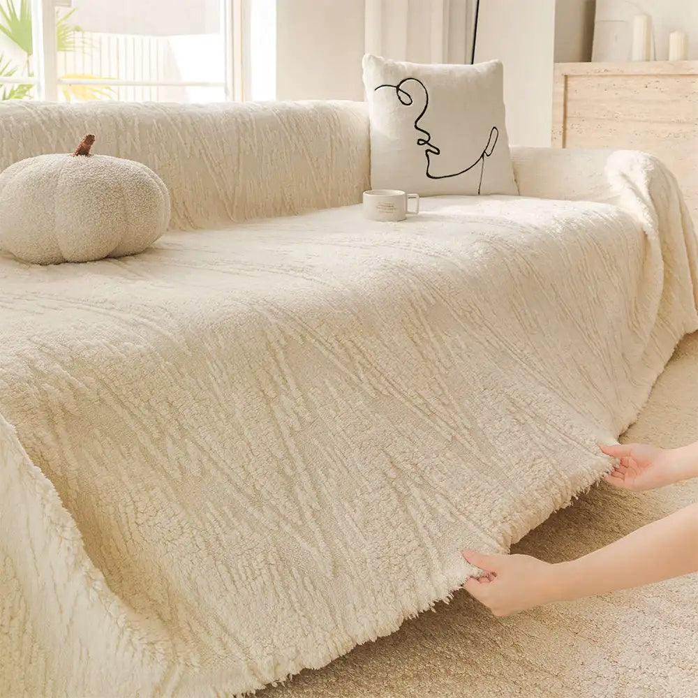 Luxury Nordic Jacquard Fleece Thickened Anti-Scratch Couch Cover