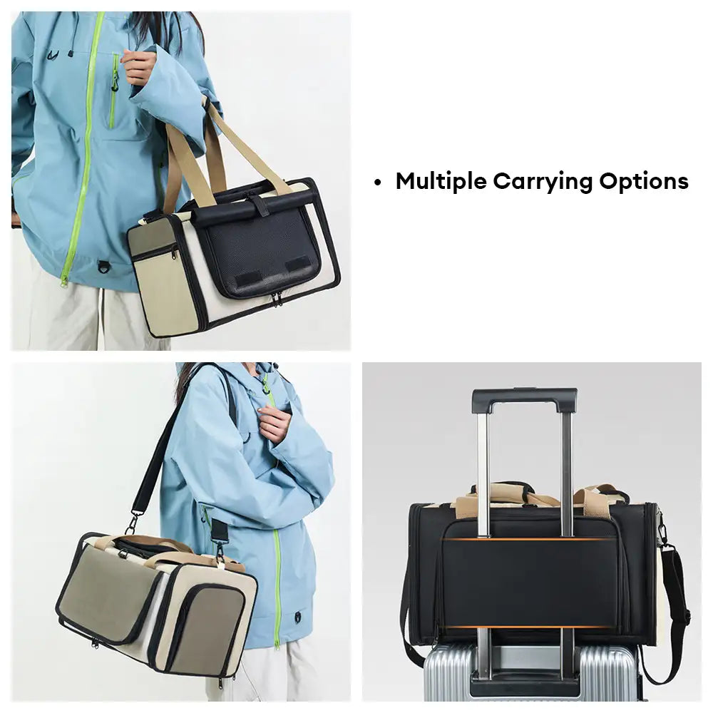 Outdoor Portable Breathable Large-Capacity Expandable Cat Airline Approved Carrier Bag