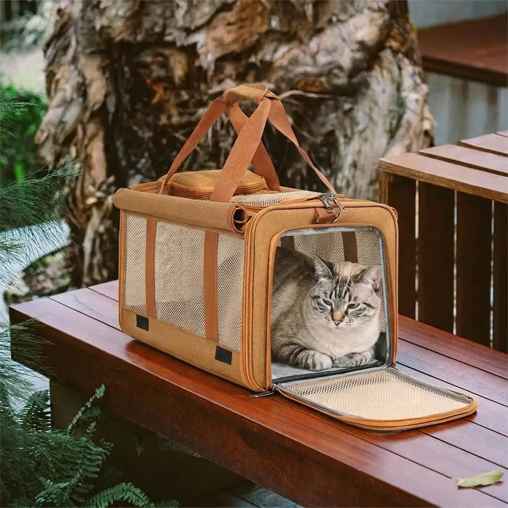 Portable Breathable Large-Capacity Expandable Multi-Functional Cat Airline Approved Carrier Bag