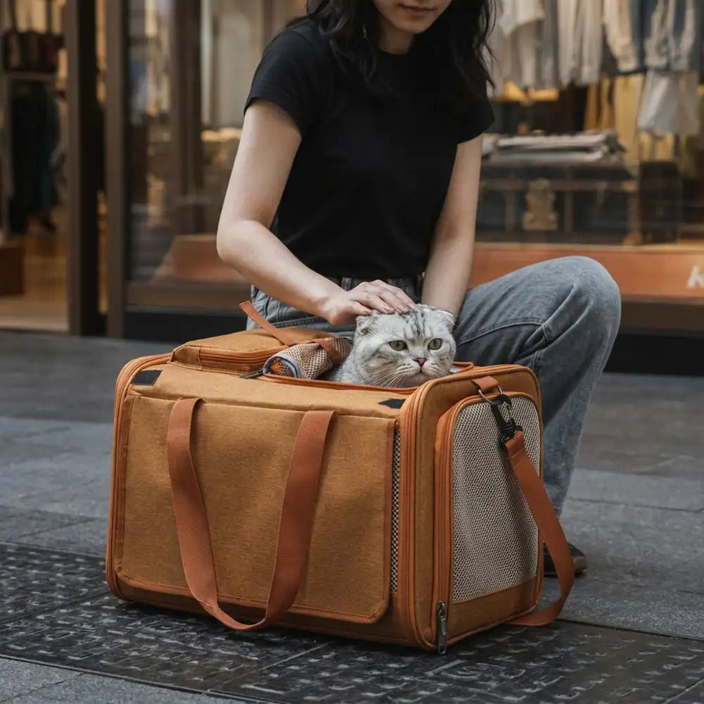 Portable Breathable Large-Capacity Expandable Multi-Functional Cat Airline Approved Carrier Bag